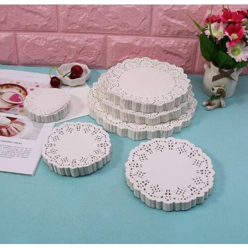 200Pcs Round Lace Paper Mats Coasters Placemats Wedding Events Party Table Gift
