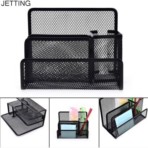 Multi-functional Pen Holder Stationery File Paper Organiser Storage Collection Office School Supplies Metal Mesh Desk Organizer