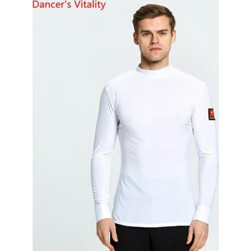 Mens Ballroom Dance Tops Long/Short Sleeves Shirt Adult Mens Waltz Cha Cha Rumba Samba Latin Dance Stage performance clothing
