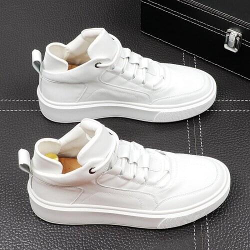 Korean style mens casual punk hip hop dresses genuine leather boots flats platform shoes trend ankle boot short botas masculinas