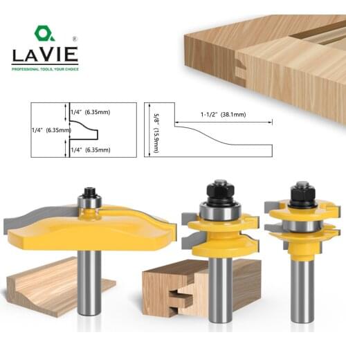 3pcs set 12MM 1/2" Shank Rail & Stile Ogee Blade Cutter Panel Raised Cabinet Router Bit Set Door Tenon Woodworking Tools MC03131