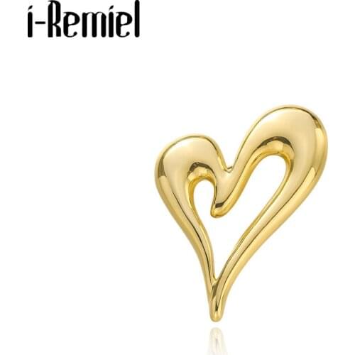 New Metal Heart-shaped Brooch Pin Korean Simple Suit Collar Pins Cardigan Badge Fashion Jewelry Brooches for Women Accessories