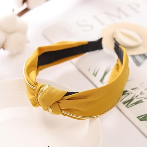 New High-end Hair Accessories Womens Stripes Hit Color Gold Knot Knotted Wide-brimmed Fashion Hairband Headband Hair Band