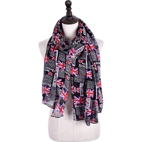 New Design Women UK British Flag Print Scarf Casual London letters Union Jack Shawl And Scarves Brand Viscose Muslim Hijab YG317
