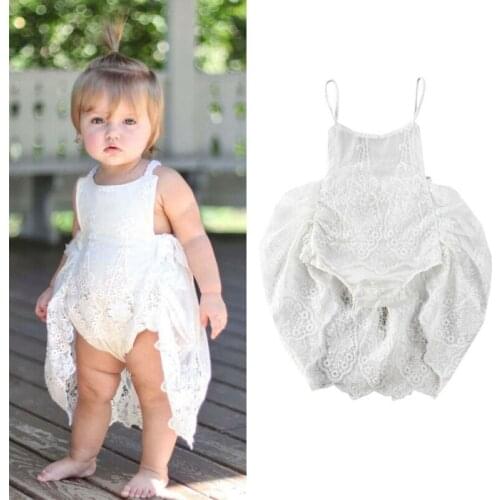 Newborn Infant Baby Girl Clothes Lace Strap Romper Tutu Party Dress Jumpsuit Outfits 0-24M