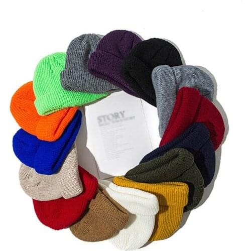 Solid Unisex Beanie Autumn Winter Wool Blends Soft Warm Knitted Cap Men Women SkullCap Hats Gorro Ski Caps Beanies