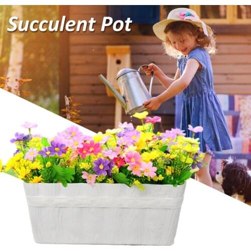 Plastic Flower Box Rectangular Table Window Planters Vegetable Growing Container Garden Plant Succulent Pot Home Room Decoration