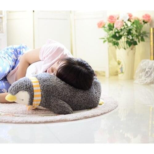 Middle plush scarf penguin toy lying gray penguin doll gift about 70cm 2669