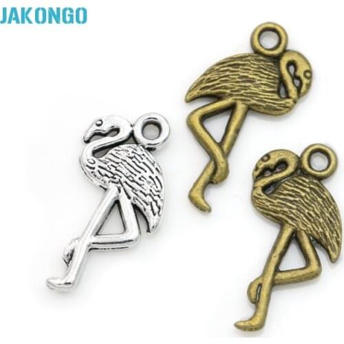 20pcs Antique Bronze Plated Vintage Flamingo Charms Pendants for Jewelry Making Bracelet Necklace DIY Handmade Craft 23x14mm
