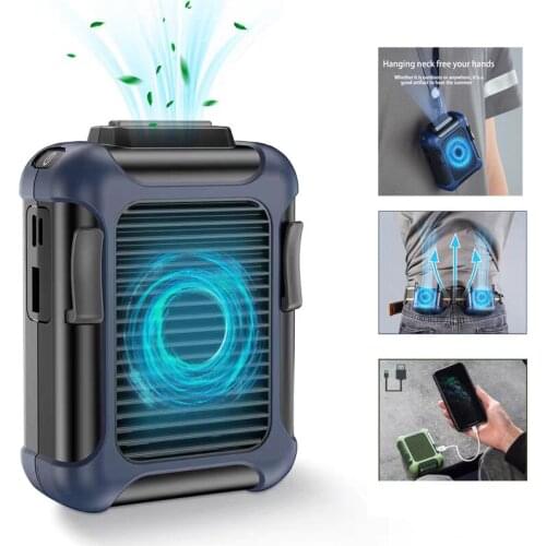 Hanging Waist Fan For Running Outdoor Camping Fishing Mini Portable Multifunction Air Conditioning Fan USB Rechargeable Handfree