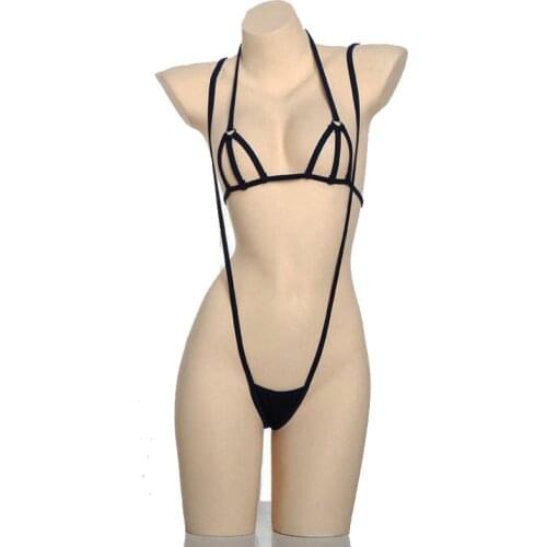 Sexy Adult Lingerie Swimsuit Women Bikini Bottoms Hollow Bra One Piece Monokini Micro Thong G-String Bodysuit Cheeky Underwear