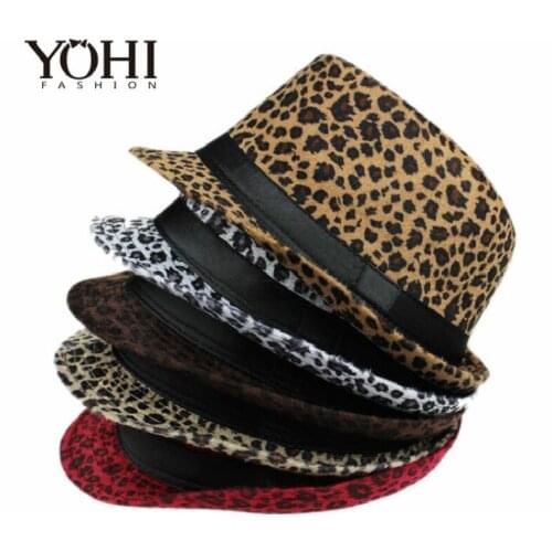New Fashion leopard pure wool hats jazz cap British retro hip hop -hip hat performance hat
