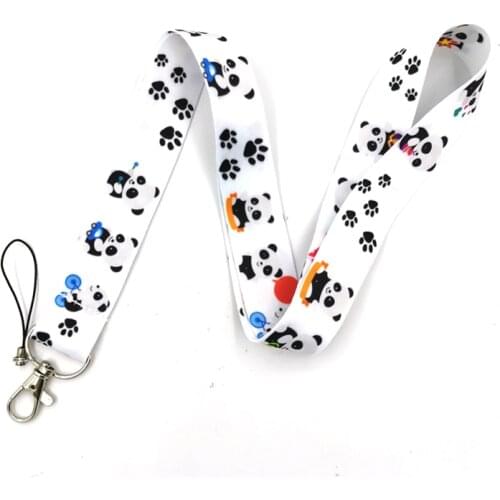 Cartoon Panda Neck Strap Keychain Lanyard for Keys ID Badge Holder Keycord Webbing Ribbon Hang Rope Keyring Mobile Accessories