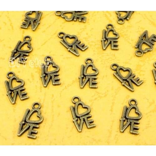 200pcs-Antique Bronze Tiny Love Charms 14x8mm