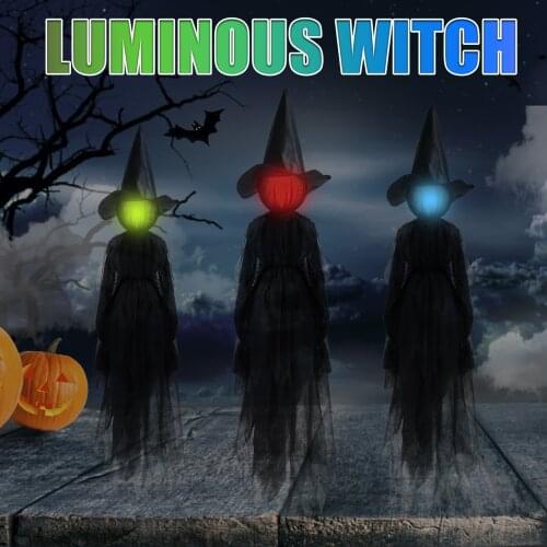 Glowing Witches with Stakes Halloween Decorations Outdoor Holding Hands Screaming Witches Sound Activated Sensor Dropshipping
