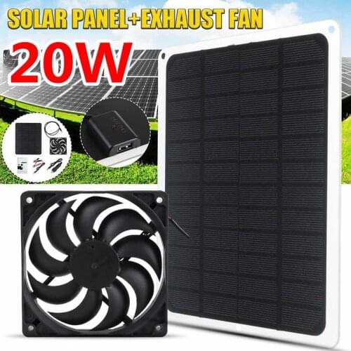50W Solar Panel Exhaust Fan 12V Waterproof Solar Exhaust Fan Portable Exhaust Fan Solar Battery for RVs Greenhouses Pet Houses