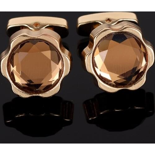 Crystal Cufflinks for Business Banquet Wedding Host Men and Women French Shirts Cuff Buttons Flower Cuff Links Mens Jewelry