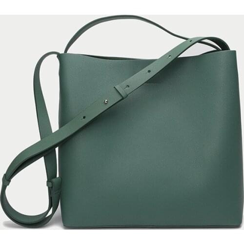 Genuine Leather Women Large Bucket Bag Brief Hand Totes