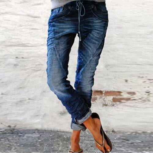 Middle Waist Ladies Lantern Jeans 2021 New Women Summer Autumn Skinny Fashion Casual Drawstring Jeans Simple Jeans
