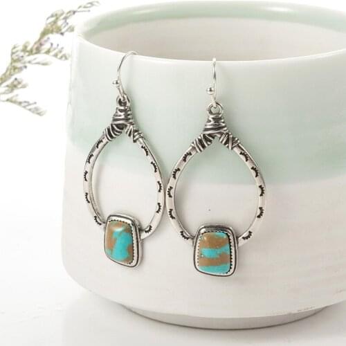 Eyelash Big Circle Tears Hollow Out Square Stone Drop Earrings For Women