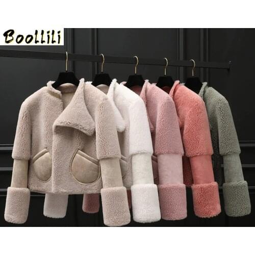 Boollili Winter Coat Women Real Fur Coat Female Sheep Shearling Fur Jacket Women Clothes 2020 Korean Jackets Manteau Femme