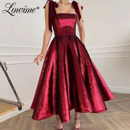 Burgundy Tea Length Party Dress Celebrity Dresses 2021 New Arrival Customized A Line Graduation Dresses Formal Evening Gowns