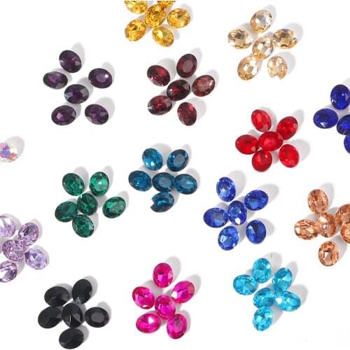 10x14mm Shiney Oval Loose Rhinestone Acrylic Faceted Pointback Craft Art DIY Gems Beads For Clothes/Bags Decoration 20pcs/lot