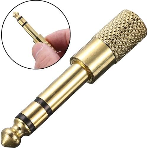 2pcs Gold Plated Jack 6.35mm 3 Pole Stereo Male Plug to 3.5mm Stereo Female Adapter Audio Microphone Plug for Headphone Adaptor