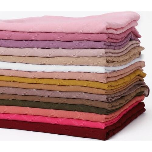 2021 New Style Muslim Crinkle Hijabs Scarves/scarf Women Plain Bubble Chiffon Scarf Hijab Wrap Solid Shawls Headband Underscarf