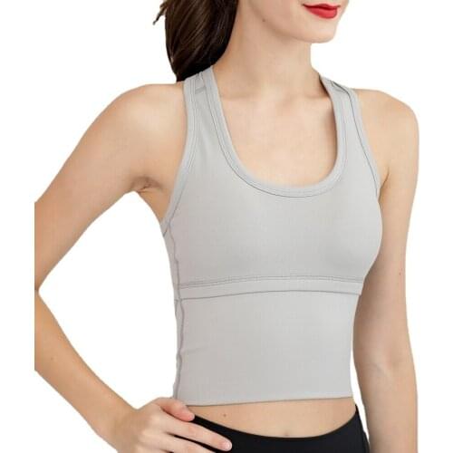 2021 Fixed Pad Gym Clothes New Running Yoga Wear Womens Quick Drying Sports Bras Solid Color Fitness Yoga Sport Breathable Tops