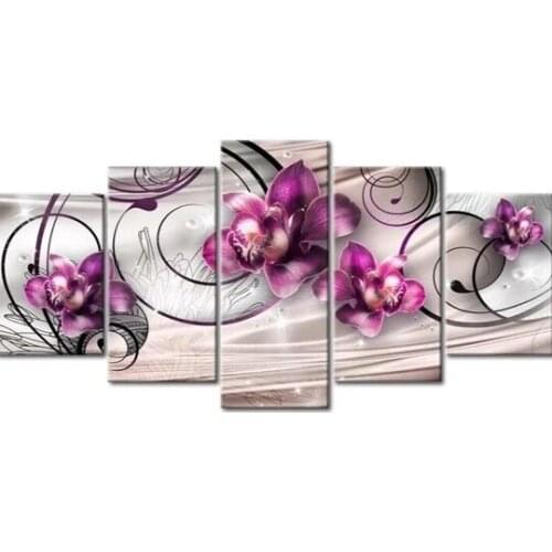 5Pcs/Set Diamond Painting Orchide 5D Diy Diamond Embroidery Home Decoration Needlework Pictures