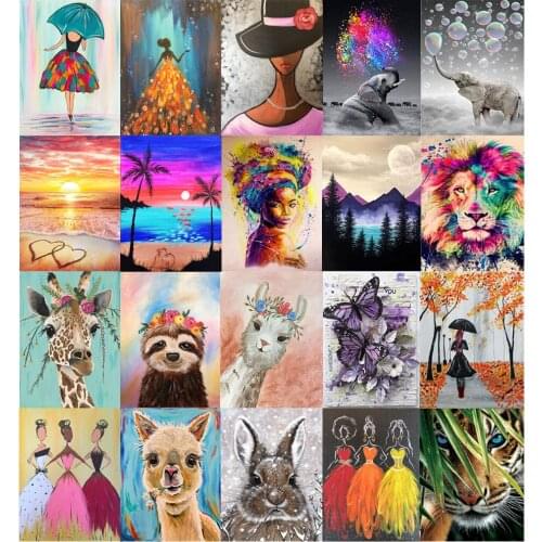 5D Diy Diamond Painting Full Drill Cross Stitch Kits Diamond Embroidery Landscape Animals Mosaic Wall Art Home Decor