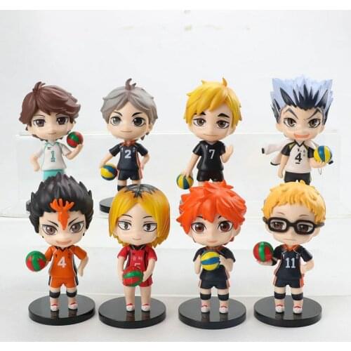 8pcs/set Haikyuu !! Anime Action Figure Toys Kenma Kozume Shoyo Hinata Kotaru Bokuto Yu Nishinoya Model Doll Toys For Children