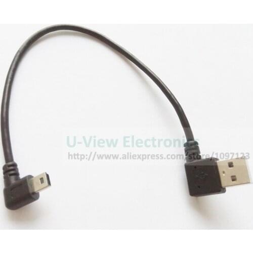90 Degree Left Angled Mini USB 5Pin Male to Left USB 2.0 Male Data Charge Connector Cable About 25CM/Free DHL Shipping/300PCS