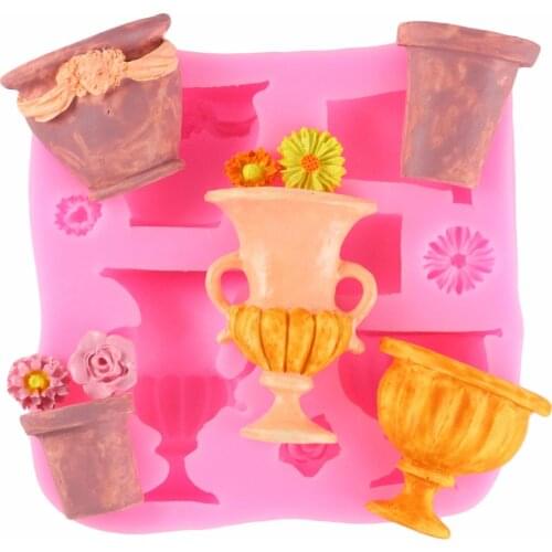 Flower Vase 3D Candle Mold SiliconeMold Resin Clay Candle Molds Cupcake Fondant Decorating Candy Soap Mold