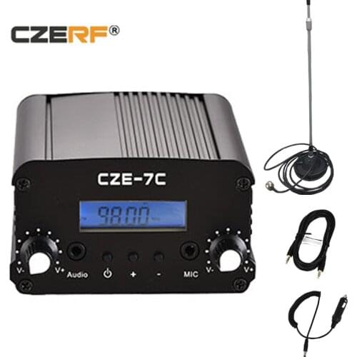 CZE-7C 1w/7w wireless fm radio Broadcast transmitter with Car antenna kits