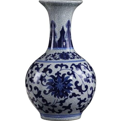 Jingdezhen ceramic vase antique blue and white vase home living room portraits decorative crafts flower vase arrangement