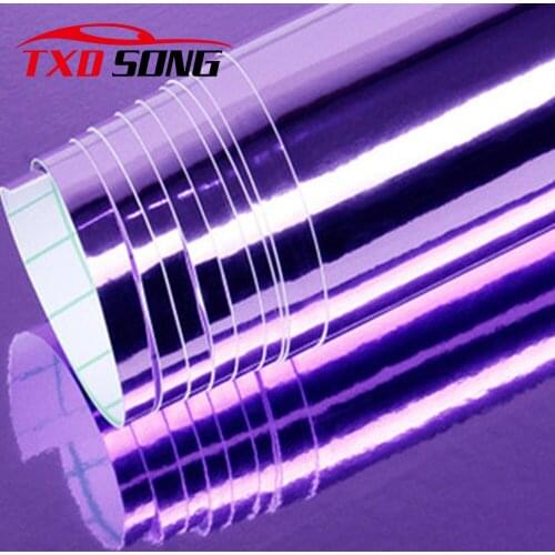 Purple chrome vinyl wrapping film Glossy purple mirror Vinyl Sticker with air free bubbles With Size:10/20/30/40/50/60x152CM/LOT