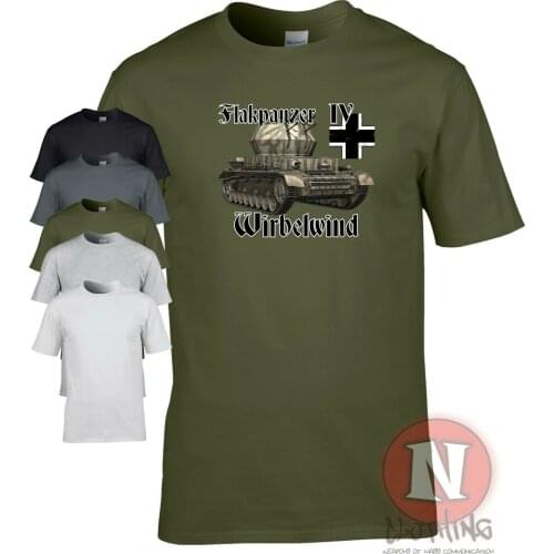 WWII German Panzer 4 Whirlwind Armoured Flak Tank T-Shirt. Summer Cotton O-Neck Short Sleeve Mens T Shirt New S-3XL