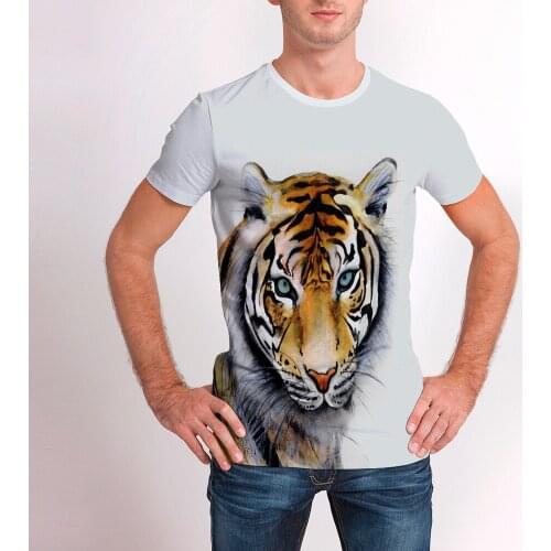 2021 summer New Print Tiger T Shirt Animal Tshirt 3D Print O-neck T-shirt Hip Hop Tee Cool Men Clothing Short Sleeve