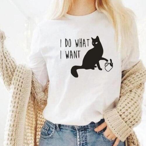 Black White T Shirt Women Summer Harajuku Short Sleeve Ladies T Shirts Funny Streetwear Cotton Woman Tshirt Top