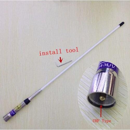 Honghuismart White Color Fiber Glass High Gain UHF VHF Dual Band Antenna for Car Mobile Vehicle Radios 100W