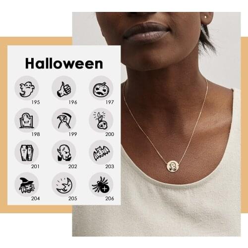 JUJIE Custom Fashion Halloween Pendant Necklace Stainless steel Laser Ghost Spider Necklace for Women Jewelry Dropshipping