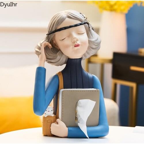 Creative girl resin tissue box housewarming gift multifunctional living room bedroom dining table tissue box storage decoration