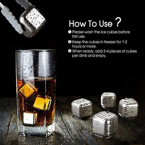 Stainless Steel Ice Cubes, Reusable Chilling Stones for Whiskey Wine, Keep Your Drink Cold Longer, SGS Test Pass
