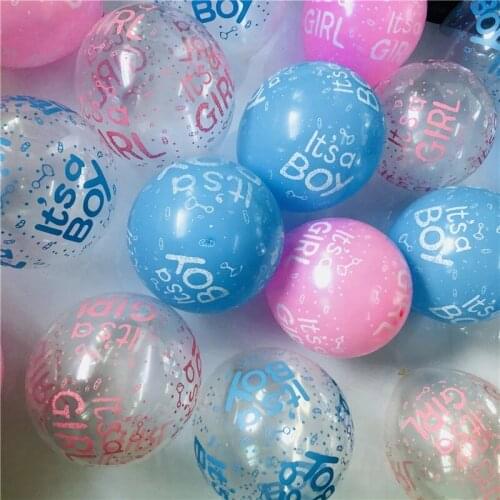 10pcs/lot Its a Boy Girl Latex Balloon For Birthday 12inch Transparent Pink Blue Baby Shower Birthday Party Decoration Supplies