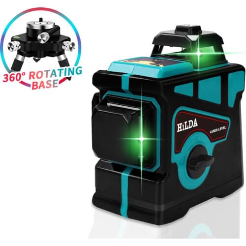 12 Lines 3D Green Laser Level Horizontal And Vertical Cross Lines Indoors and Outdoors