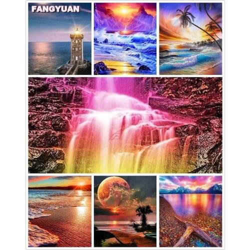 5D Diy Diamond Art Painting By Number Nature Scenic Falls Diamond Mosaic Embroidery Cross Stitch Kit Wall Stickers Home Decor