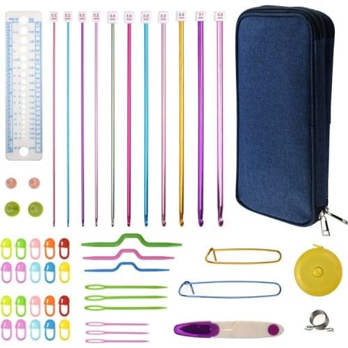 Tunisian Afghan Crochet Hooks Set 11pcs 2.0mm to 8.0mm Long Sweater Scarf Knitting Needles Hook Set Weave Tools With Storage Bag