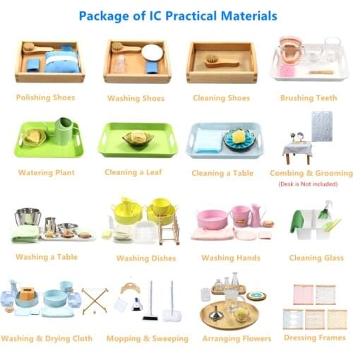 Montessori Educational Materials Package for IC Classroom Kids Basic Skill Learning Tools Washing and Cleaning Workings